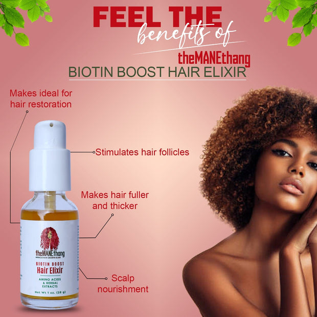 theMANEthang Biotin Boost Hair Growth Serum - For Hair Loss Treatment for Women & Men - For Dry, Damaged & Thin Hair - theMANEthang